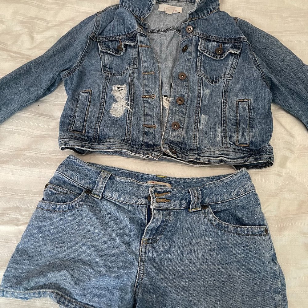 Denim Jacket and Shorts set Blue